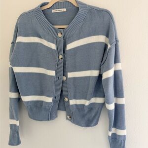 Moon & Madison Blue and White Striped Cardigan